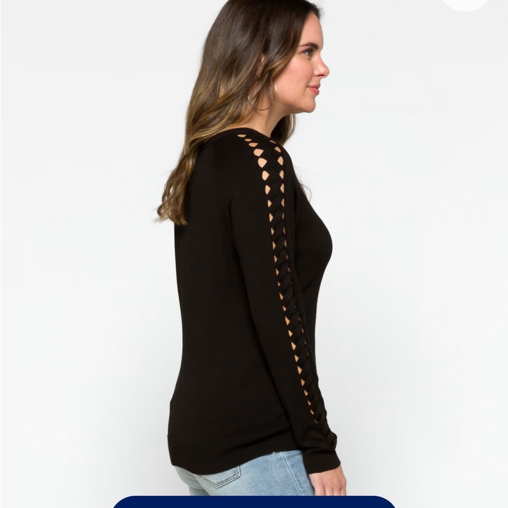 Braided sleeve sweater
